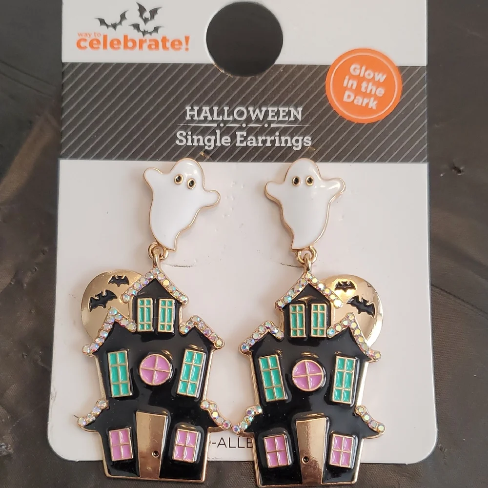 Way to Celebrate! Halloween Haunted House Earrings